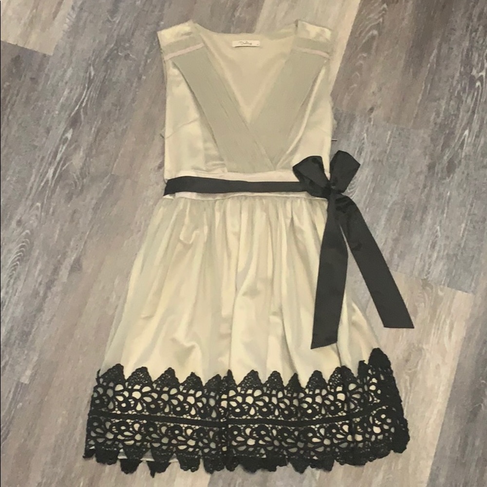 Tan and Black Dress